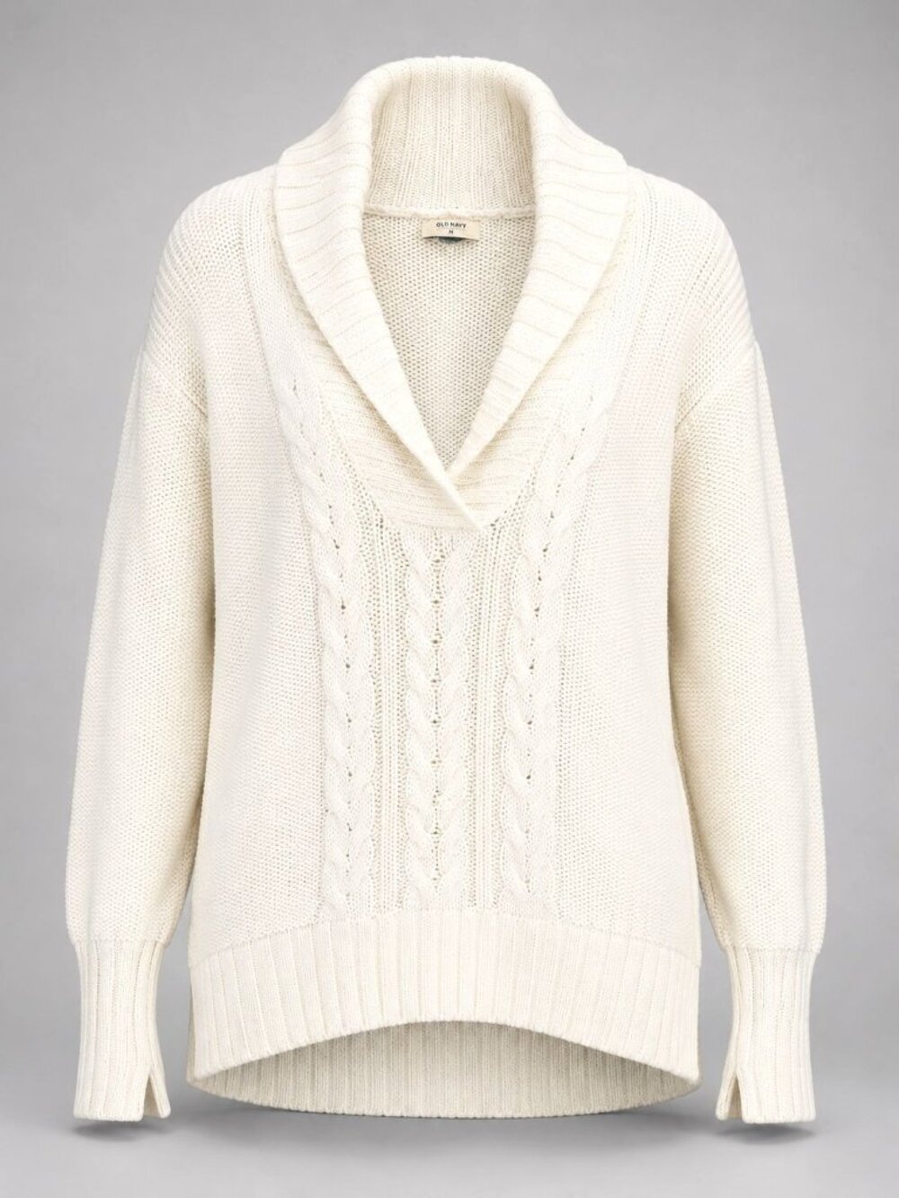 Old Navy Womens XXL Tall Sweater Cream White Cable Knit Cowl Neck